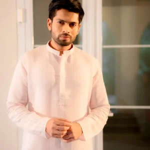 Blush Pink Textured Kurta Set – Men's Festive Ethnic Wear
