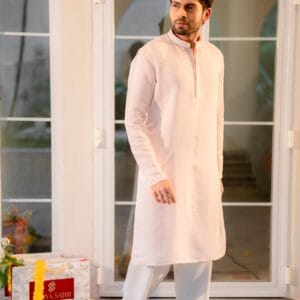 Blush Pink Textured Kurta Set – Men's Festive Ethnic Wear