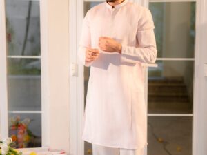 Blush Pink Textured Kurta Set – Men's Festive Ethnic Wear