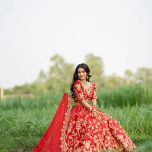 Stunning Red Bridal Lehenga (Hand Zardozi & Hand Embroidery)