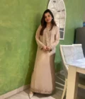 Blush Rose Embroidered Organza Kurta with Floral Zari & Mirror Work