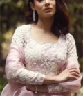 Blush Pink Floral Embroidered Organza Lehenga Set