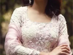 Blush Pink Floral Embroidered Organza Lehenga Set