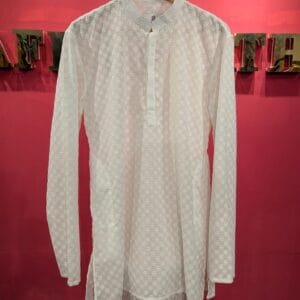 Men's White Short Panjabi | Classic Cotton Festive Kurta | Eid & Casual Wear