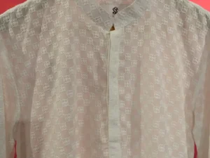 Men's White Short Panjabi | Classic Cotton Festive Kurta | Eid & Casual Wear