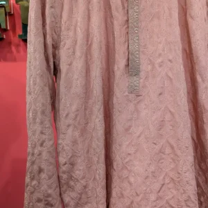 Blush Rose Textured Kurta | Tonal Embroidery | Men's Luxury Ethnic Wear