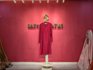 Maroon Embroidered Collar Cotton Kurta | Festive Ethnic Wear