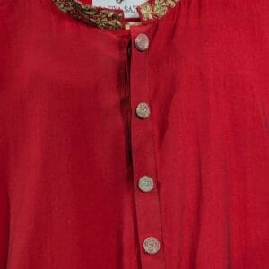 Maroon Embroidered Collar Cotton Kurta | Festive Ethnic Wear