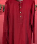 Maroon Embroidered Collar Cotton Kurta | Festive Ethnic Wear