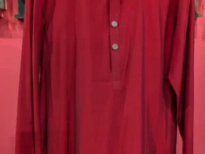 Maroon Embroidered Collar Cotton Kurta | Festive Ethnic Wear