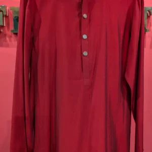 Maroon Embroidered Collar Cotton Kurta | Festive Ethnic Wear