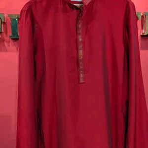 Safinaz Athi Men's Maroon Cotton Kurta – Classic Festive Wear
