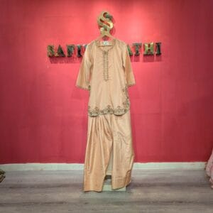 Safiya Sathi Dusty Pink Silk Kurta with Intricate Hand Embroidery & Zardozi Detailing