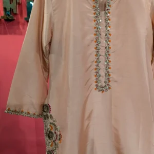 Safiya Sathi Dusty Pink Silk Kurta with Intricate Hand Embroidery & Zardozi Detailing