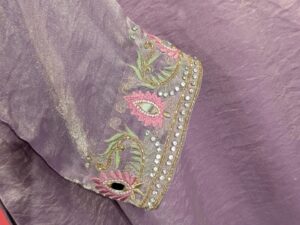 Elegant Mauve Silk Kurta with Intricate Hand Embroidery & Mirror Work