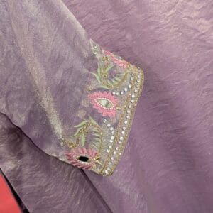 Elegant Mauve Silk Kurta with Intricate Hand Embroidery & Mirror Work