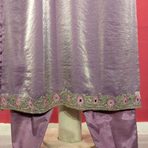 Elegant Mauve Silk Kurta with Intricate Hand Embroidery & Mirror Work
