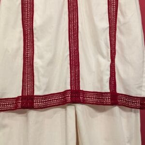 Ivory Linen Kurta Set with Hand-Embroidered Red Detailing