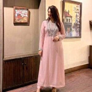 Rose Pink Multicolor Floral Embroidered Straight Kurta Set