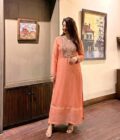 Coral Peach Multicolor Floral Embroidered kurta