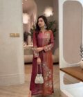Rust Ombre Floral Embroidered kurta