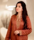 Rust Brown Gold Zardozi Embroidered Kurta