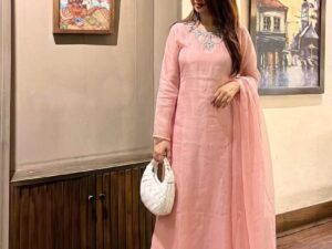 Soft Peach Embroidered 3-Piece Set