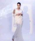 White muslin sharee-Minimal floral embellishment