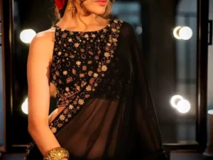 Black gorget sharee-glam party wear