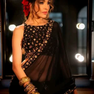 Black gorget sharee-glam party wear